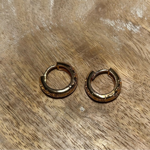 CZ Huggies Gold Vermeil Over 925 Sterling Silver Earrings - Picture 10 of 12